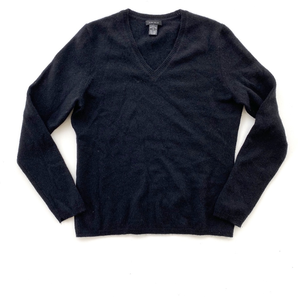 Only Mine 2 Ply Cashmere Black Sweater Small